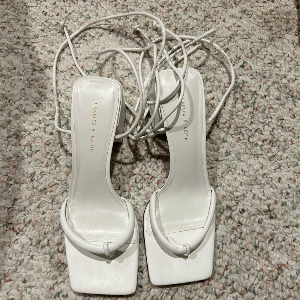 White Sandal Tie-Up Heels
